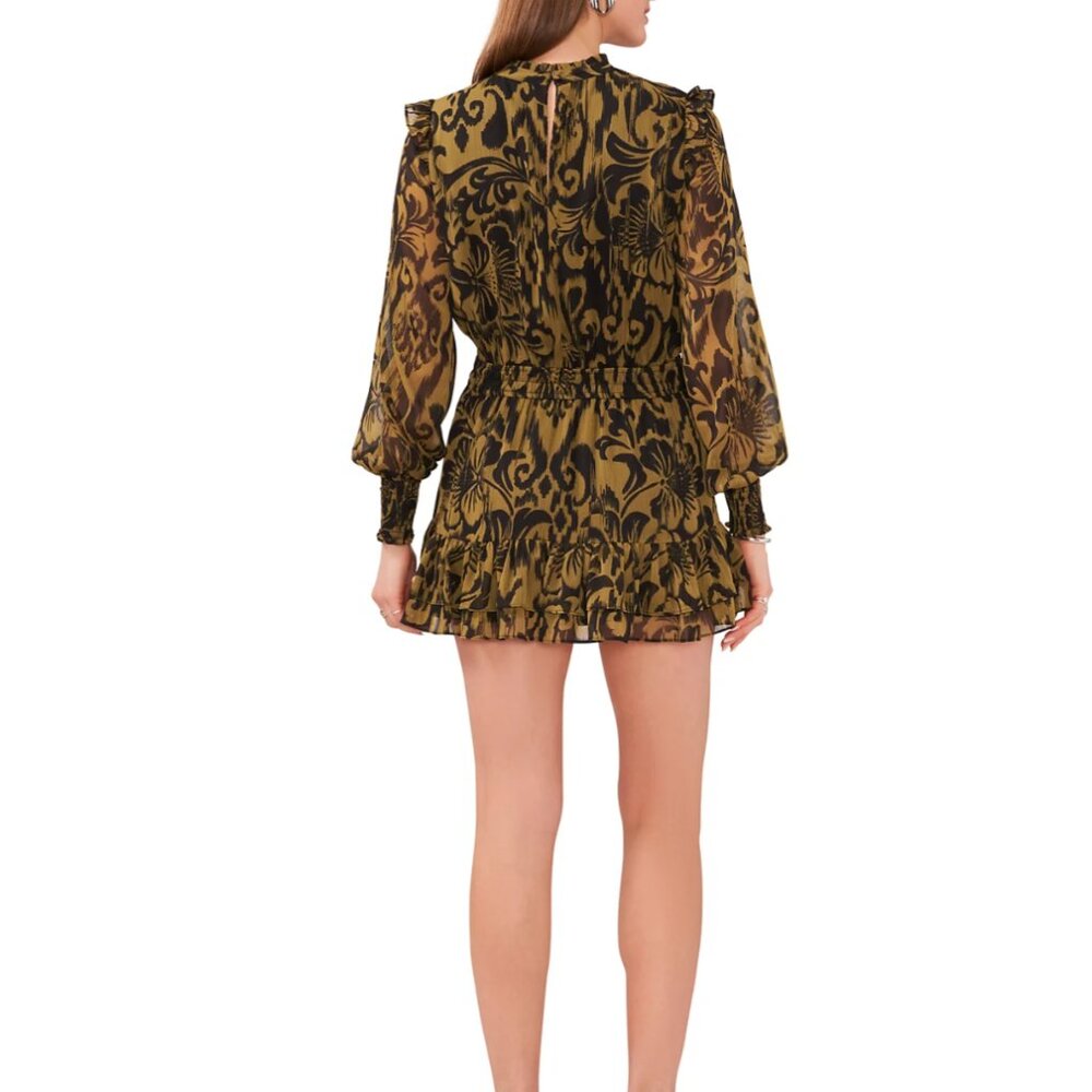 NWT 1.State Long Sleeve Smock-Neck Ruffle-Skirt Dress Size Small - Picture 4 of 15